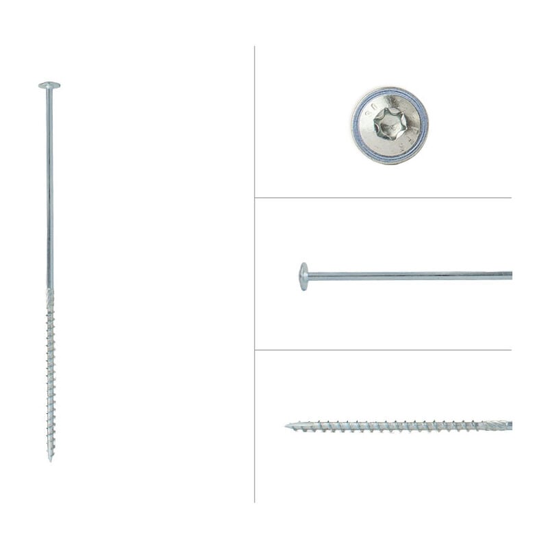 Wovar - Vis à tête disque galvanisée 6.0 x 240 mm Torx 30 - Boîte 50