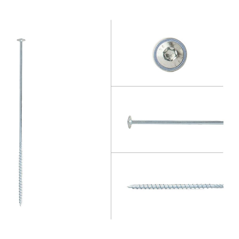 Wovar - Vis à tête disque galvanisée 6.0 x 280 mm Torx 30 - Boîte 50