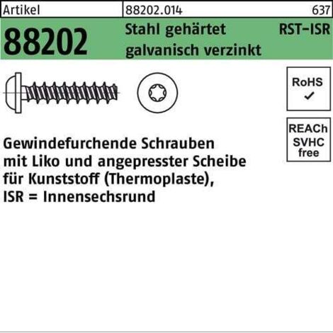 Vis à tête filetée R 88202 Liko ISR 6x16-T25 acier traité galv. 250p.