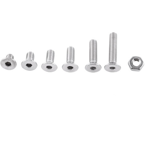 Vis à tête fraisée hexagonale en acier inoxydable M4 A2 avec écrous assortis, lot complet
