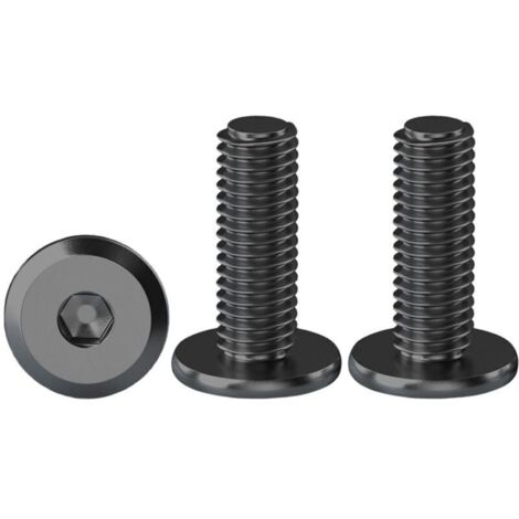 Vis à tête hexagonale plate M6 x 16mm - Lot de 20 en acier inoxydable A2 V2A noir - Boulons haute résistance pour métal, filetage complet