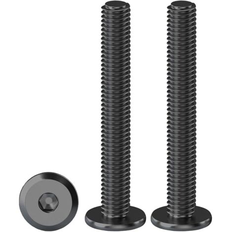 Vis à Tête Plate à Six Pans Creux Lot De 20 Vis à Tête Cylindrique Hexagonale à Bride Noir M5 X 50 mm Boulons à Tête Plate Hexagonale en Acier Inoxydable A2 V2A Vis à Métaux, Filetage Complet