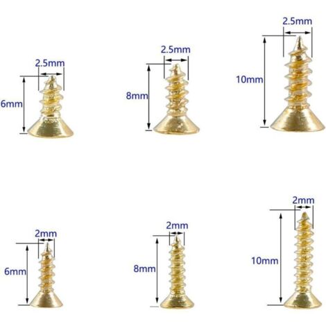Vis à tête plate croisée auto-taraudeuse en laiton doré, 1200 pièces – Kit vis multifonctionnel pour charnières d’armoires et électronique DIY