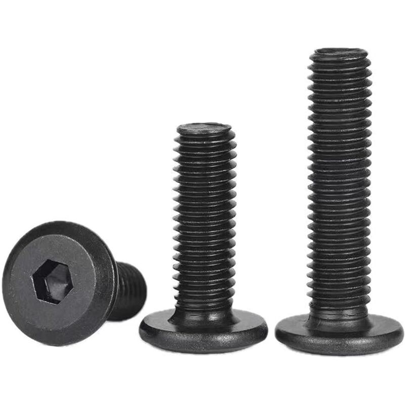 Vis à Tête Plate Hexagonale,Vis à Six Pans Creux,Vis à Tête Cylindrique Dacromet Noir M8x16/20/25/30/40mm,Vis à métaux en Acier Inoxydable A2 V2A,
