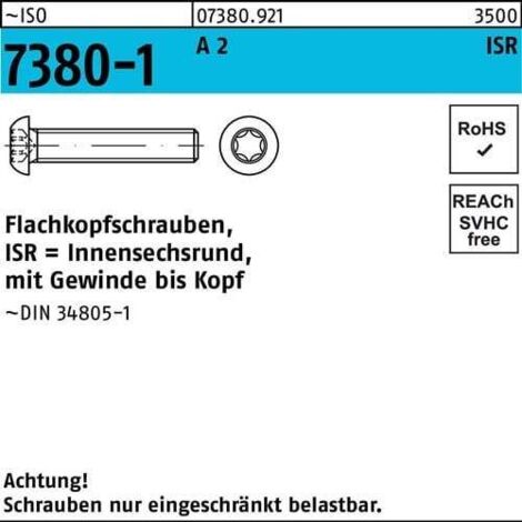 Vis à tête plate ISO 7380-1 ISR VG M8x 55-T40 A 2 200 pièces