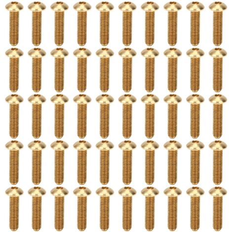 Vis à tête ronde hexagonale M4 x 16mm - 50 pièces en cuivre pur pour fixation et bricolage