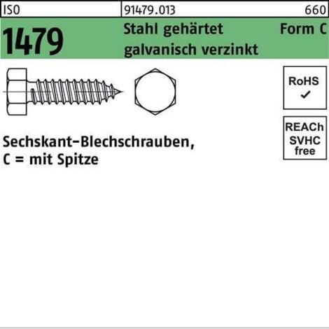 Vis à tôle ISO 1479 pointe/6-kt C 8x60 acier trempé galv. 200p.