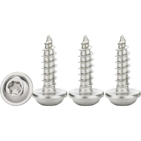 Vis à Tôle Torx M3x10mm,50 Pièces Vis a Bois avec Rondelle Acier Inoxydable A2 V2A Vis Autoperceuse à Tête bombée Plate,Dureté élevée,Entièrement Fileté