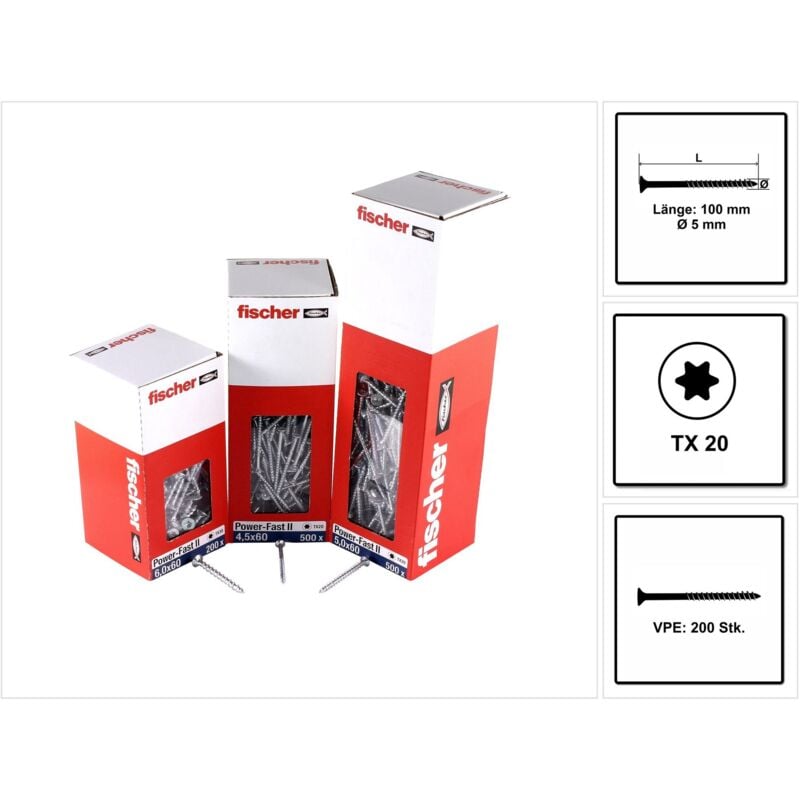 Vis bois aggloméré FPF II CTP Tête fraisée Zinguée blanche 200 pièces L : 100 mm ∅ 5 mm