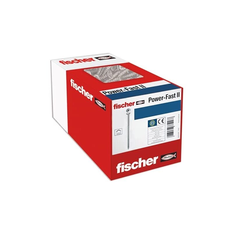 Lot de 500 vis power-fast ii pour aggloméré - 4 x 45 mm - tête fraisée avec étoile intérieure tx - filetage partiel galv - Fischer