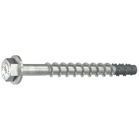 Vis ancrage béton MULTI-MONTI Plus inox A4 tête hexagonale avec embase SW13. 10x85 mm perçage 8mm boîte de 25 pièces - HECO SCHRAUBEN