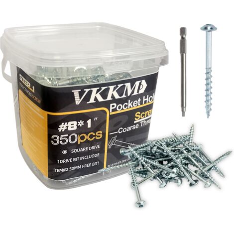 Vis Auto-Perçantes à Pochette Zinc Bleu-Blanc à Encoche Carrée, 350Pcs 81" - Fixation Meubles Intérieur, Maison/Atelier, Anti-Rouille, Avec Embout 50mm, Pour Bricoleurs