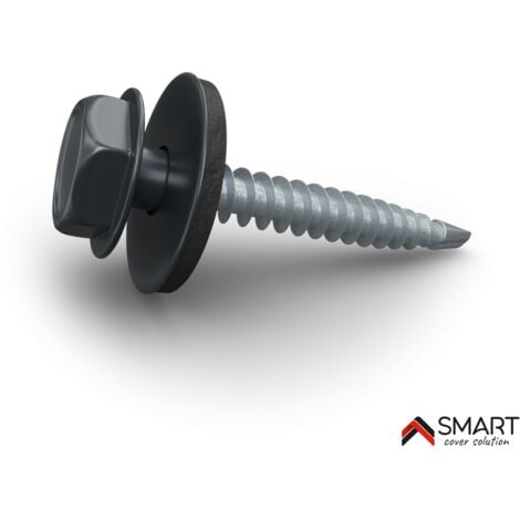 BRAVO THE SMART SOLUTION Vis auto perceuse - bac acier - tôle de couverture - Toiture - 4.8x35mm, 250 pcs, Gris Anthracite RAL 7016