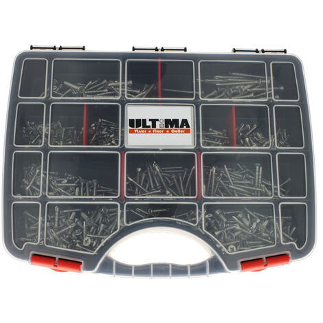 Vis auto-perceuses à tête fraisée Torx acier zingué blanc coffret de 1605 - ULTIMA - COF154