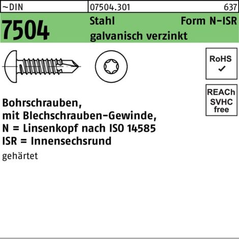 Vis autoforeuse DIN 7504 ISR N 4,8x60-T25 acier galv. 250p.