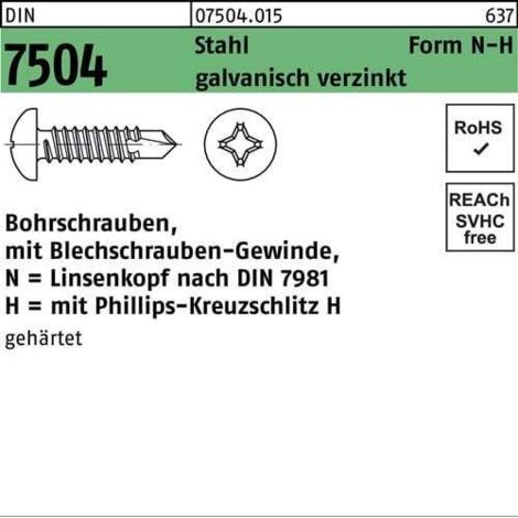 Vis autoforeuse DIN 7504 LIKO N 4,2x32-H acier galv. 500p.