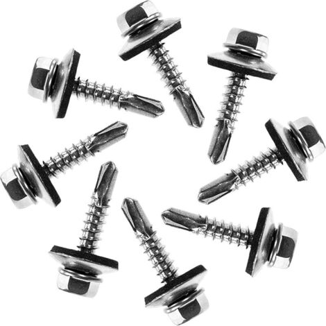 VIS AUTOFOREUSE METAL M5 PACK 50 5,5 x 20 mm Vis tole auto foreuse de acier à tete hexagonale avec rondelle d'étanchéité pour plus fixation Vis Autoperceuse pour metal