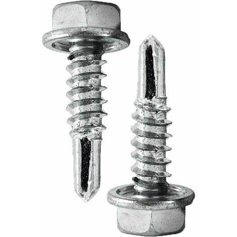 Vis Autoperceuse à Tête Hexagonale  Vis Autoforeuse Acier Zingué M4.8 100pcs  pour Tole Acier--