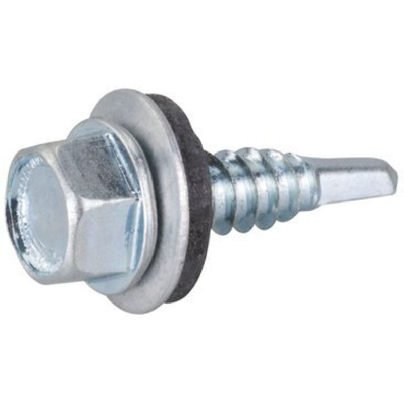 Vis tôle Rifix Autoperceuse - Tête hexagonale - Avec rondelle et joint néoprène - Acier zingué - 6,3 x 70 mm - Boîte de 100