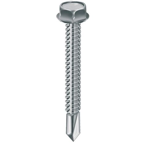 Vis autoperceuse tête hexagonale avec embase acier zingué blanc entièrement filetées, diamètre 4,8 mm, longueur 12,7 mm, boîte d - VISWOOD