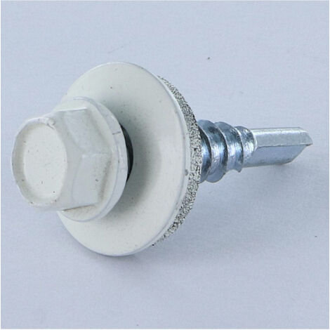 Vis autoperceuse Tête hexagonale TH 4.8X19 Rondelle d"étanchéite avec joint néoprene EPDM Acier zingué RAL9010-2000 pièces
