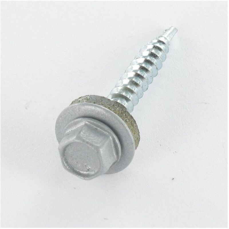 Vis autoperceuse Tête hexagonale th 4.8X28 Rondelle d'étanchéite avec joint néoprene epdm Acier zingué RAL9006-100 pièces