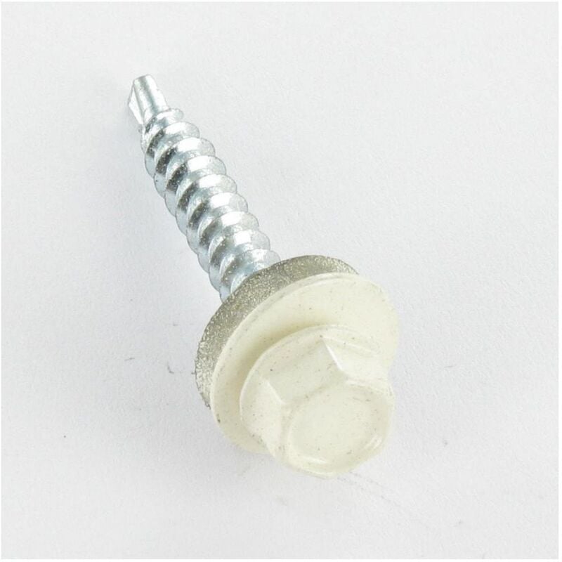 Vis autoperceuse Tête hexagonale TH 4.8X35 Rondelle d"étanchéite avec joint néoprene EPDM Acier zingué RAL1013-100 pièces