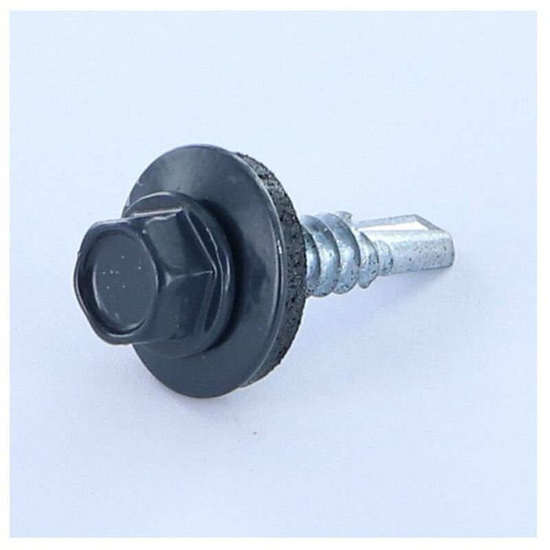 Vis autoperceuse Tête hexagonale th 5.5X25 Rondelle d'étanchéite avec joint néoprene epdm Acier zingué RAL5008-400 pièces