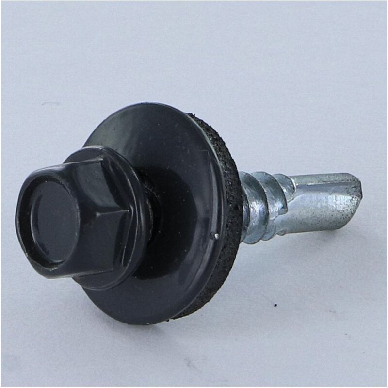 Vis autoperceuse Tête hexagonale th 5.5X25 Rondelle d'étanchéite avec joint néoprene epdm Acier zingué RAL7016-400 pièces
