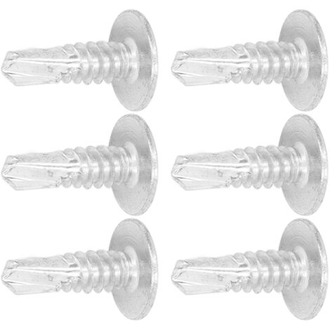 Vis autoperceuses M4.8x16mm pour métal, acier et tôle, tête plate à rondelle, revêtement zinc blanc, lot de 250