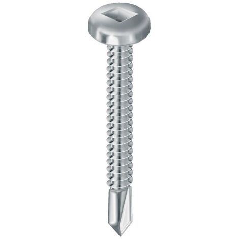 Vis autoperceuses tête cylindrique empreinte carré acier zingué blanc entièrement filetées, 4,8 x 25 en boîte de 250 pièces - VISWOOD