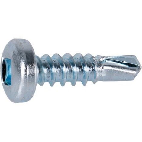 Vis autoperceuses tête cylindrique empreinte carré acier zingué blanc entièrement filetées. 4.8 x 50 en boîte de 250 pièces - VISWOOD