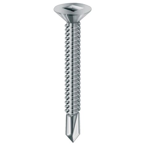 Vis autoperceuses tête fraisée empreinte carrée acier zingué blanc entièrement filetées, 4,2 x 19 en boîte de 500 pièces - VISWOOD