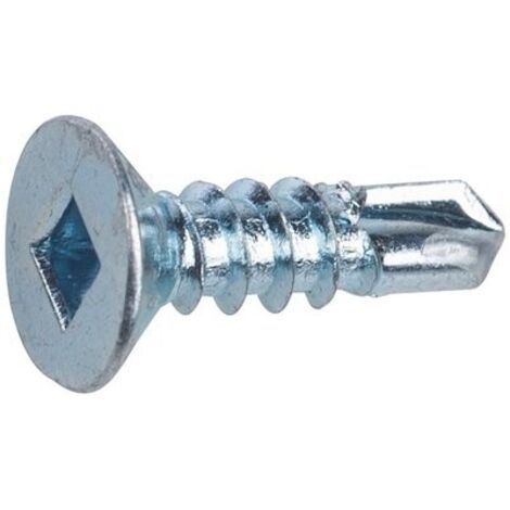 Vis autoperceuses tête fraisée empreinte carrée acier zingué blanc entièrement filetées, 4,8 x 32 en boîte de 250 pièces - VISWOOD