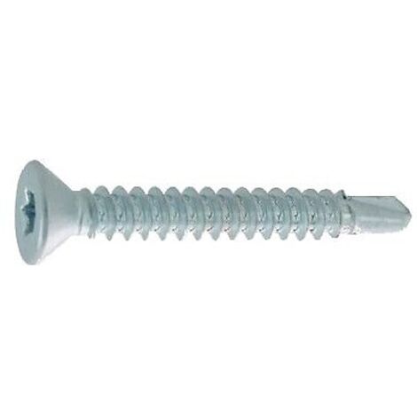 Vis autoperceuses tête fraisée empreinte Torx acier zingué blanc entièrement filetées, 4,8x70mm boîte de 250 pièces - VISWOOD