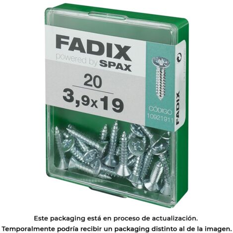 Vis autotaraudeuse, CP, zinc, 39 x 19 mm, boîte de 20 pièces.  Fadix 85761