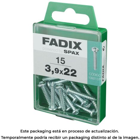Vis autotaraudeuse, CR, zinc, 39 x 22 mm, boîte de 15 pièces. Fadix 85761