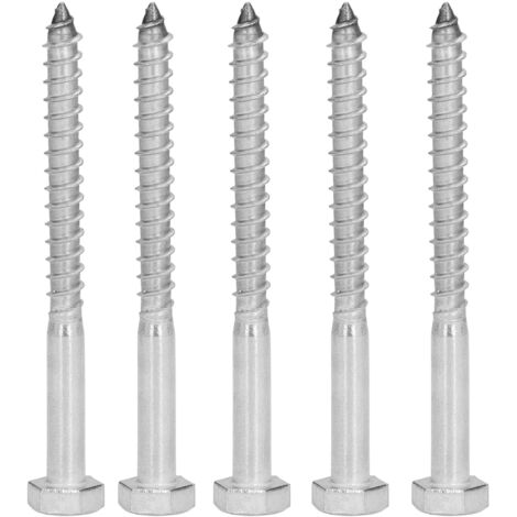 Vis autotaraudeuse en acier inoxydable 304, tête hexagonale, filetage partiel, M6 x 70 mm pour bois