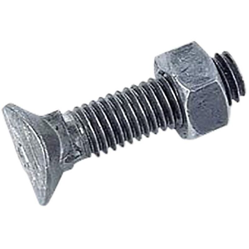 Boulon (vendu avec Ecrou) tocc tête ovale carré collet M10X48 Pas de 150 Classe 8.8 Acier zingué-20 pièces