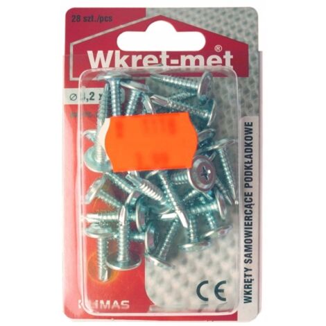 Vis Autotaraudeuses À Rondelle Klimas WSPC, 4.2 x 19 mm, Pour Métal, Zinguées, Blister 28 Pièces