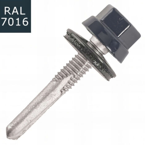 Vis bac acier SCELL-IT Plage métal ZED - Ø6.3 x 25 mm - TH12 - Anthracite RAL7016 - Sachet de 100 - ZTZR-63025-7016