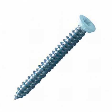 Vis béton d'ancrage tête fraisée T30 7,5 x 132 mm Zinguée Laquée Blanc - Boite de 100 pcs - VBE0751320LB