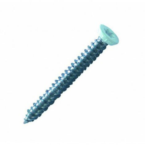 Vis béton pour fixation de châssis tête fraisée empreinte Torx® T30 Zingué laqué blanc - 7,5 x 82 mm- Vendu par 200