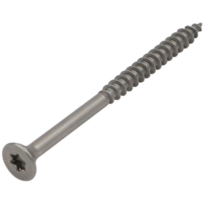 Vis bois et agglo Tekor Inox A2 Tête fraisée tf Cranté torx T25 6X120 Filetée sur 70 Pointe antifendage cut type-100 pièces