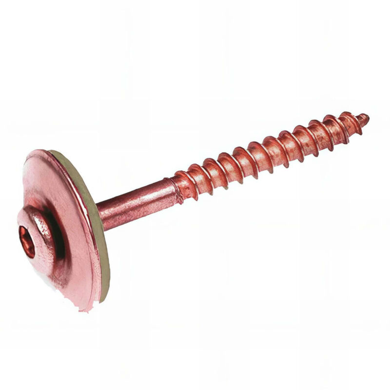 100 Vis à bois T20 pour tuile de rive d. 4,5 x 45 mm + Rondelle étanche d. 20 mm - Inox A2 Cuivré