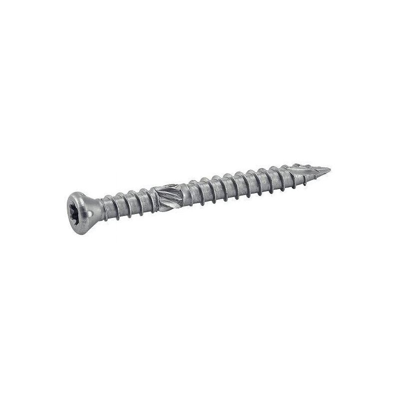 Vis bois terrasse tête fraisée réduite inox A4 empreinte Torx T25 double filet et antifendage 5x50 boîte 200 p+1 embout - ACTON