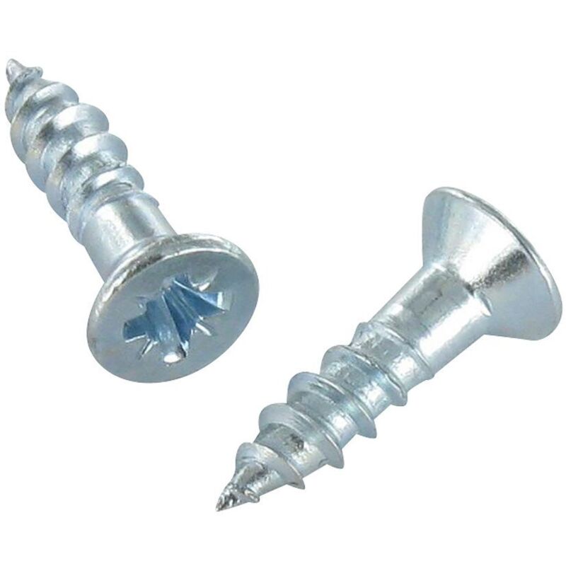 Vis bois Tête fraisée TF Pozi 3 6X35 Acier zingué blanc-100 pièces
