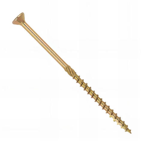 Vis bois Torx à tête plate D.6 x 180 mm - Zingué jaune - Boîte de 100 pcs