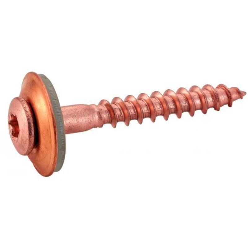 Vis à bois tête fraisée bombée six lobes - Avec rondelle epdm Ø20 - Inox A2-CU 4,5x45 mm - Boîte de 200