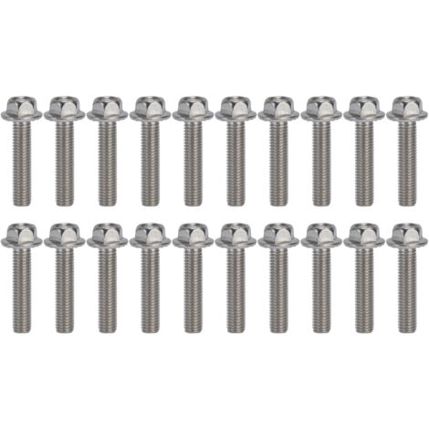 Vis Boulons Flangés Hexagonaux M10 DIN6921 A2‑70 Inox 45mm avec Joint 20Pcs